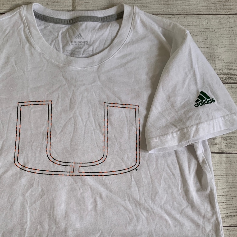 adidas White University of Miami Logo Women’s Short Sleeve T-shirt - Picture 3 of 6